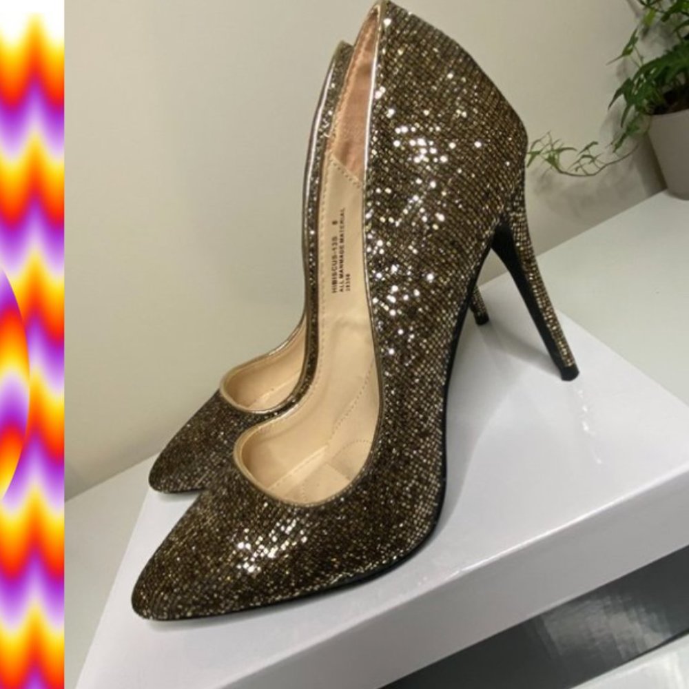 Silver Anne Michelle Sparkle Art Deco Glam Cocktail Party Retro Rare Heels